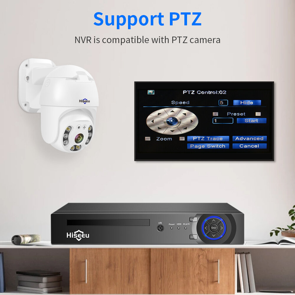 Hiseeu H5NVR-P-8 8 路 POE 网络硬盘录像机（NVR）IP 安防监控系统（H.265 + 编码）——800 万像素 4K 音视频录像机 + 人脸检测摄像头套装（欧盟插头 / 支持货到付款）