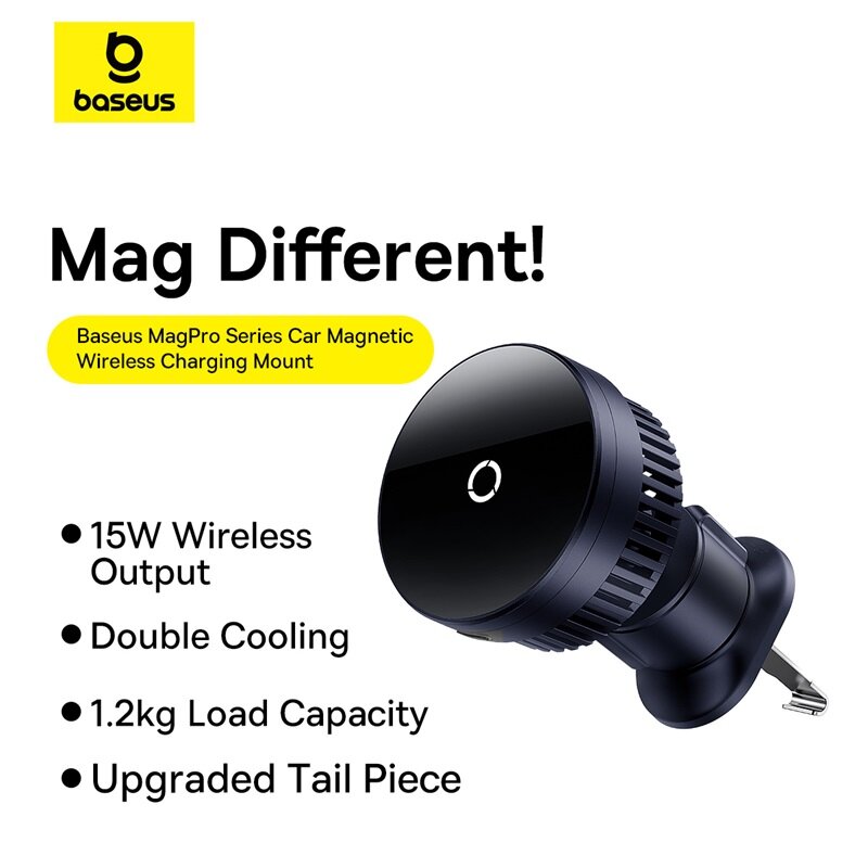 倍思 MagPro 系列无线磁吸车载手机充电器支架，支持 15W、10W、7.5W、5W 快充，适用于汽车空调出风口，兼容 iPhone 15、14、13 系列，华为 Mate 60 Pro，三星 Galaxy Z Flip4 等手机