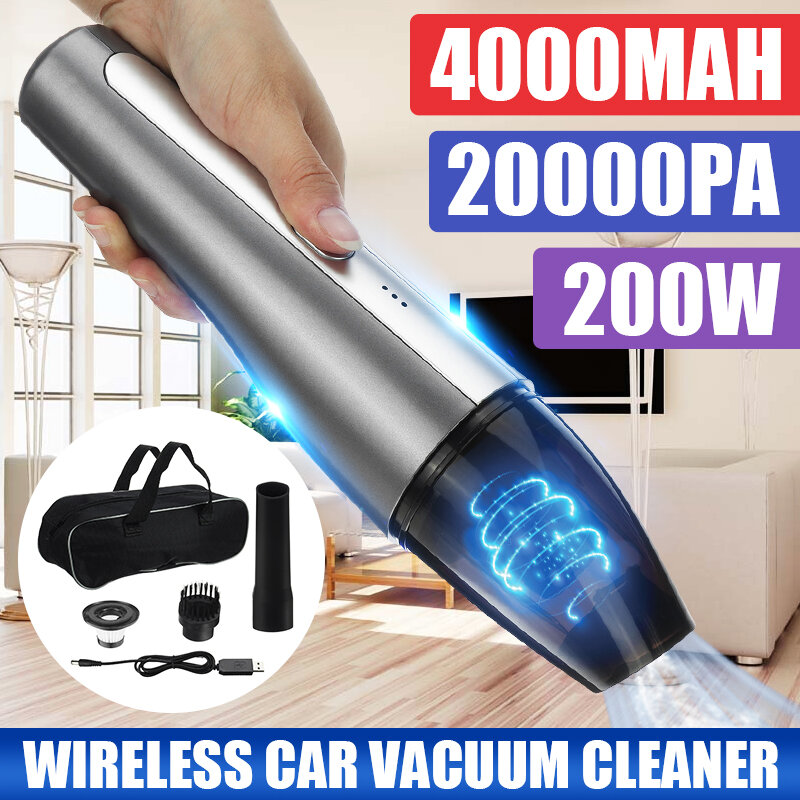200W 迷你无线手持吸尘器 | 20000Pa强劲吸力 | 4000mAh长续航 | 桌面/车载/家用三用 | 支持货到付款