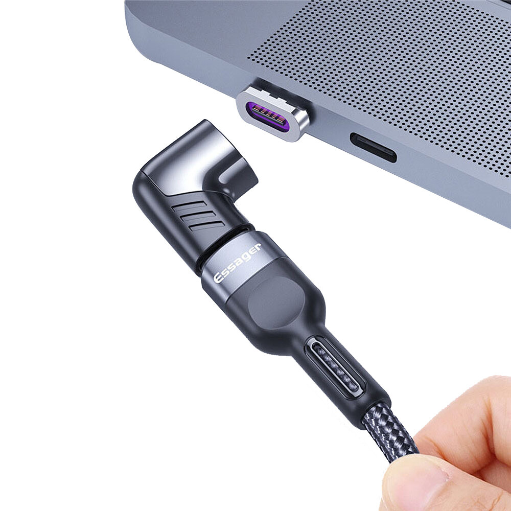 Essager Type-C磁吸转换头 100W快充L型弯头 适用MacBook笔记本电脑磁吸充电适配器