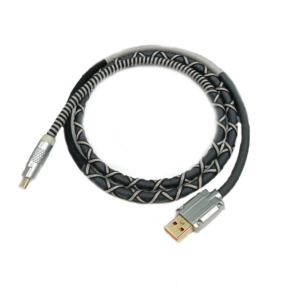 HCC 1米Type-C快充数据线 键盘螺旋编织线 手工编织民俗风充电线