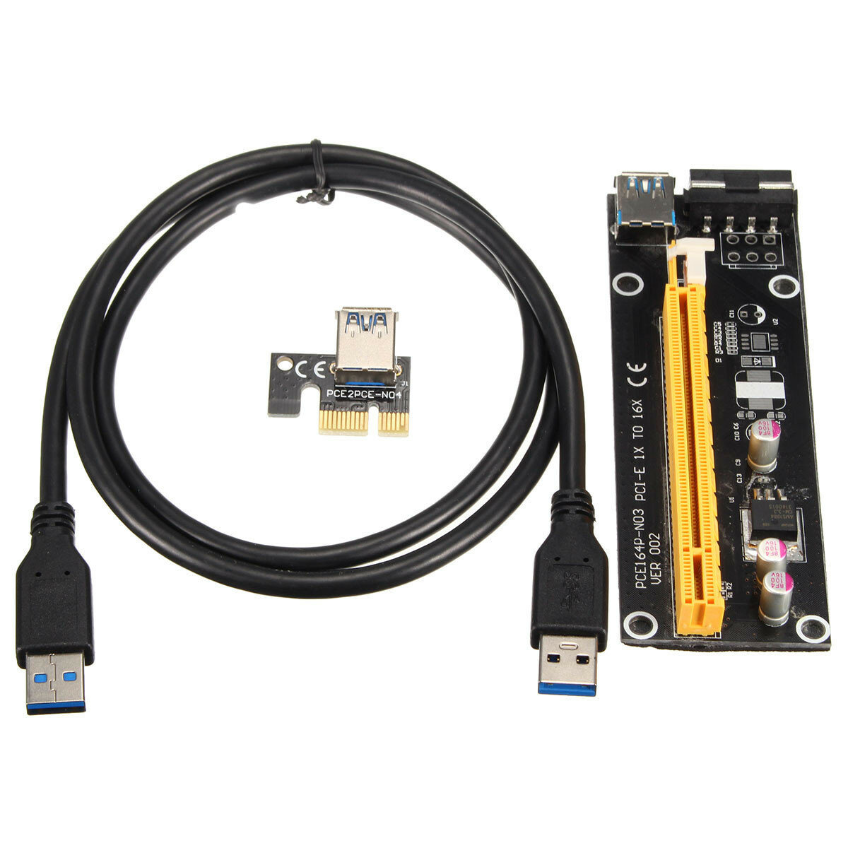 1X转16X PCI-E显卡延长线 USB 3.0扩展卡供电带SATA线 支持货到付款