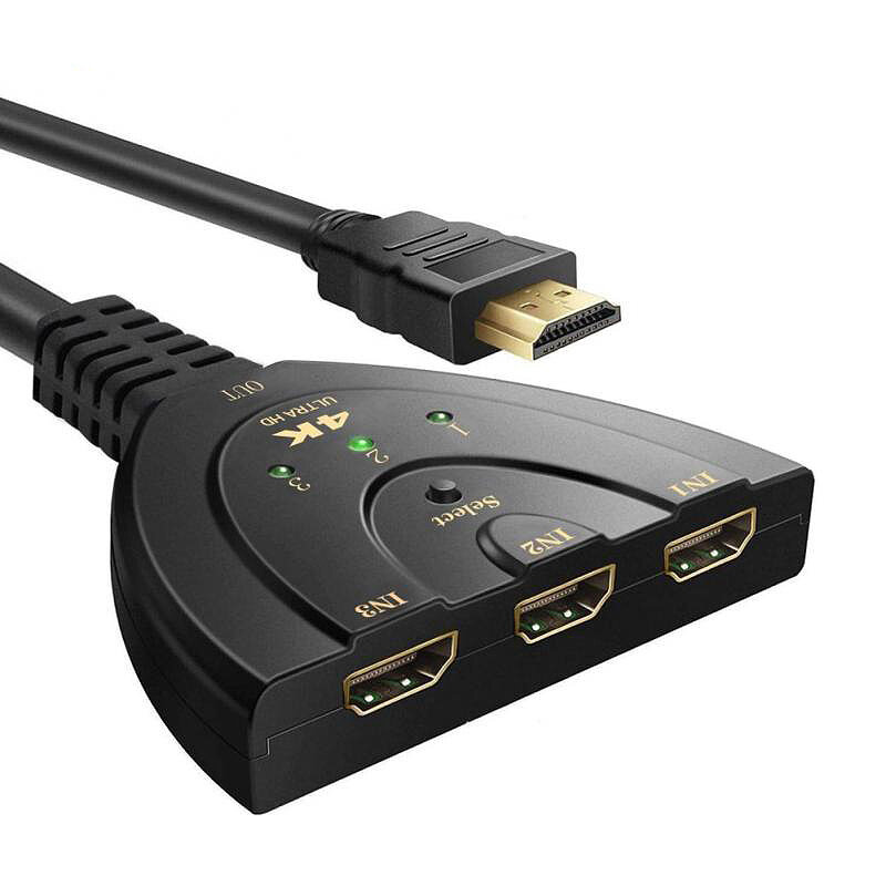 RARY 三进一出HDMI切换器 4K×2K分屏器适配器 适用DVD/高清电视/Xbox/PS3/投影仪支持货到付款