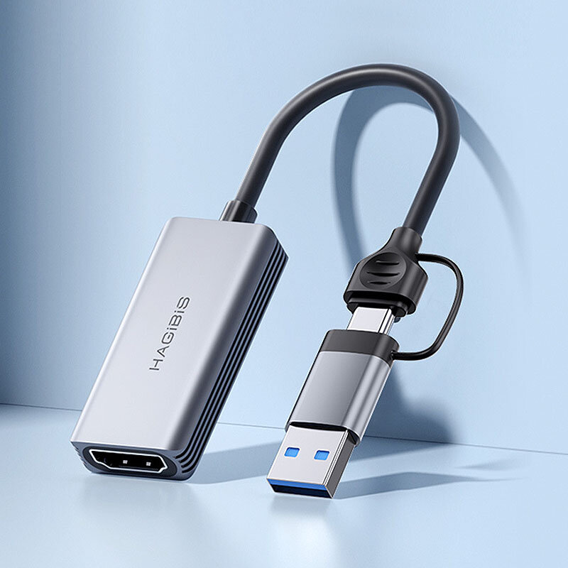 HAGiBiS USB3.0视频采集卡 HD转USB/Type-C 游戏录制盒 支持1080P/60Hz 铝合金外壳 适用Switch/Xbox/PS4/5直播