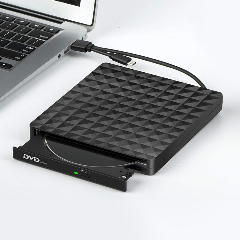 USB 3.0 & Type-C 外置DVD刻录机 支持DVD-RW读写 适用Mac/Linux/Windows 11/10/8/7系统 笔记本电脑/台式机 光盘驱动器