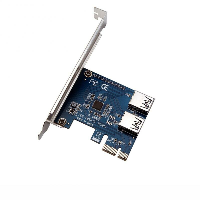 PCI-E二合一扩展卡 PCI Express 1X插槽转接卡 迷你ITX转外置3PCI-E槽适配器 PCIe端口倍增卡
