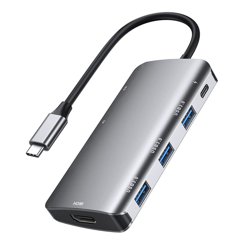 Pobod 7合1 Type-C扩展坞 USB-C多功能集线器分线器 配置： USB3.0 × 3 100W PD快充 USB-C供电口 USB-C 4K@30Hz HDMI 视频输出 SD/TF双卡读卡槽 适用设备： 手机、电视、平板、笔记本电