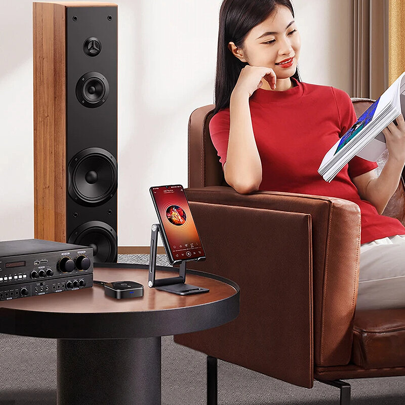 绿联（UGREEN）CM106 蓝牙 RCA 接收器（5.1 声道 3.5mm 接口 Aux 无线适配器）适用于电视 / 车载 2RCA 蓝牙音频接收器