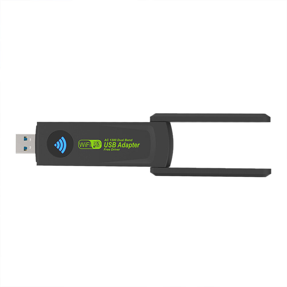 1300Mbps 双频（2.4G/5G）USB3.0 免驱动 WiFi 适配器（带外置高增益双天线）USB 无线网卡 适用 PC / 笔记本 / 电脑 支持货到付款（COD）