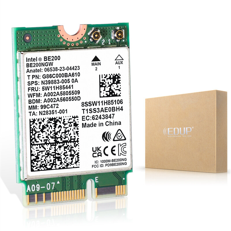 EDUP Intel BE200 WiFi7 无线网卡（三频 2.4G/5.8G/6GHz/8774Mbps / 蓝牙 5.4）M.2 接口笔记本无线网卡 支持货到付款（COD）