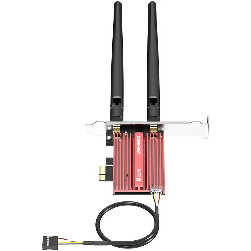 COMFAST CF-BE200 Pro WiFi7 无线网卡（8774Mbps 高速 / 蓝牙 5.4）PCIe 接口 WiFi 卡（带 2*5dBi 天线）适用台式机（支持 Win10/11/Linux 系统） 支持货到付款（COD）