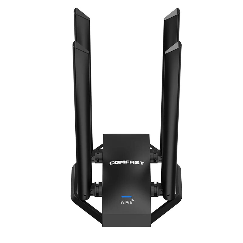 COMFAST CF-975AX USB 5374M WiFi6 网卡（带 4 根 5dBi 天线 / Type-C 转 USB3.0 接口）Wi-Fi 无线网卡（802.11ax 标准 / 支持 5GHz/6GHz 频段 / 160mW 高功率） 支持货到付款（COD）